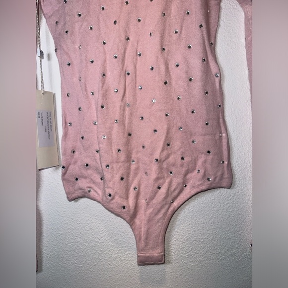 Ronny Kobo Chani Bodysuit Top Pink Rhinestone NWT in Ballet Pink - Picture 8 of 9